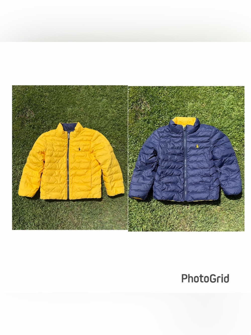Polo Ralph Lauren Reversible Puffer Jacket Full Zip Blue Yellow 4T GUC